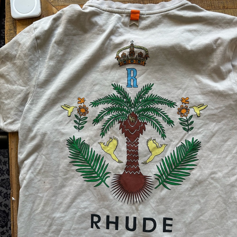 Rhude Off-White Short Sleeve Tee with Crest